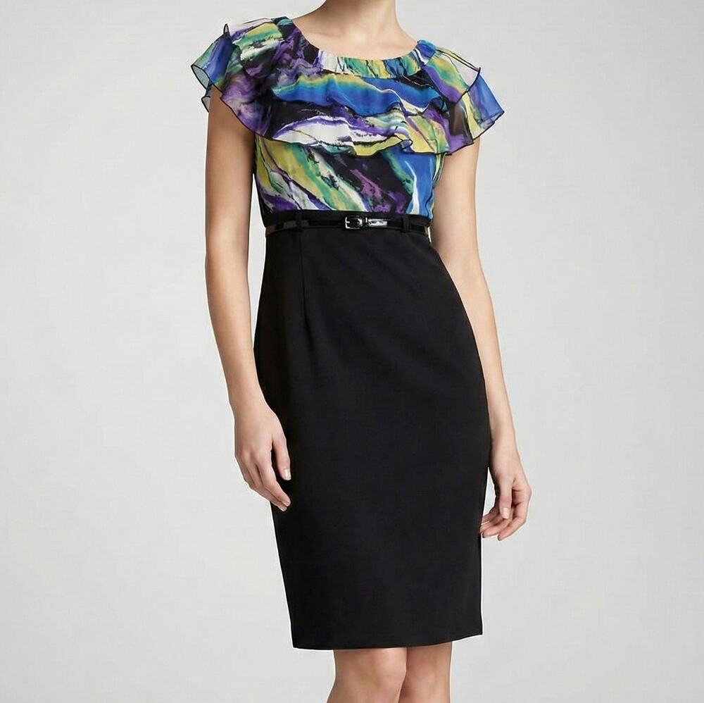 ALYX Womens 4 Dress Belted Sleeveless Ruffle Black
